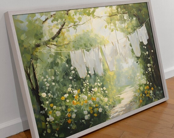 Laundry On A Line Vintage Cottagecore Art Print