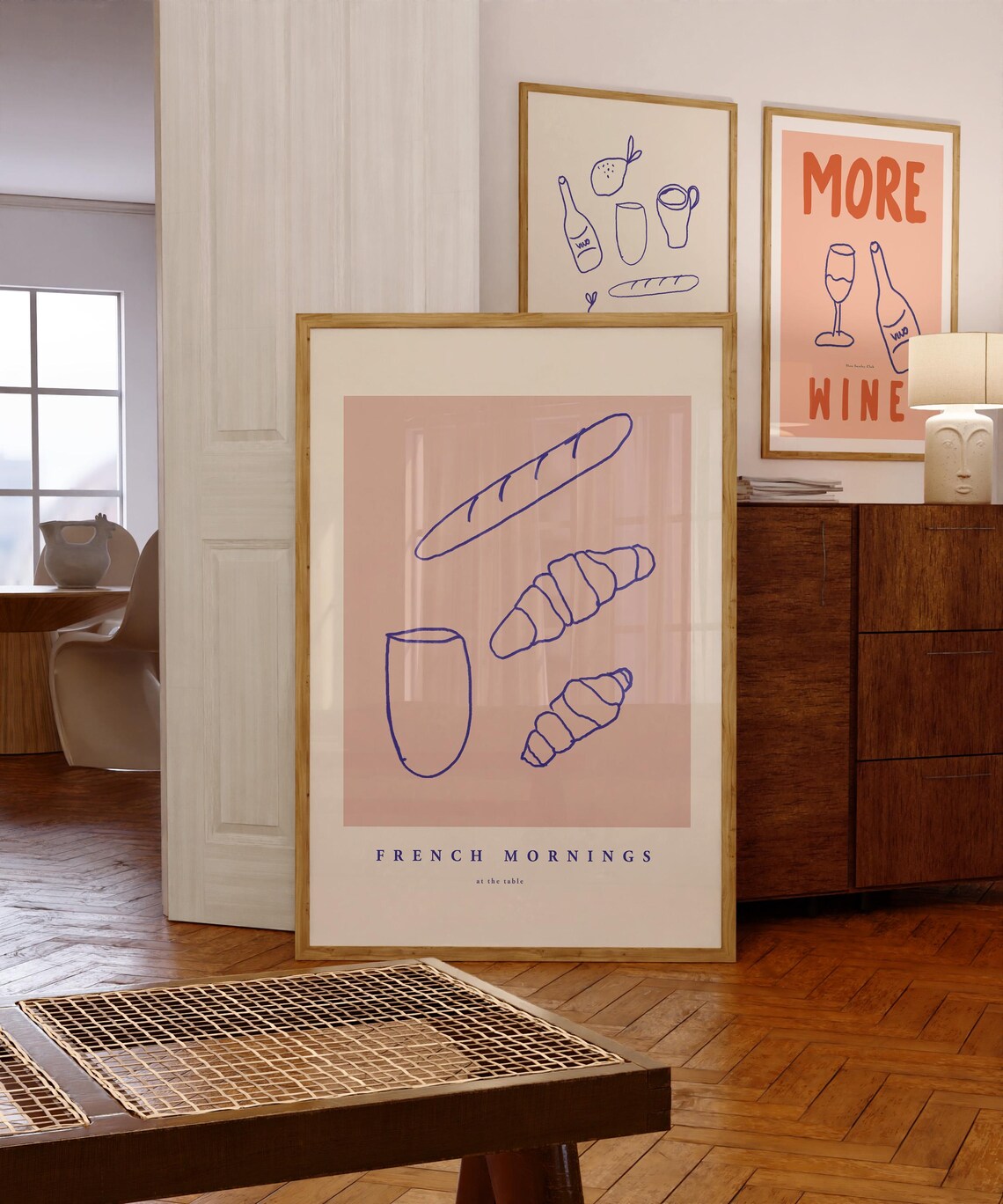 French Morning Baguette and Croissant Line Art Breakfast Poster - Image 4