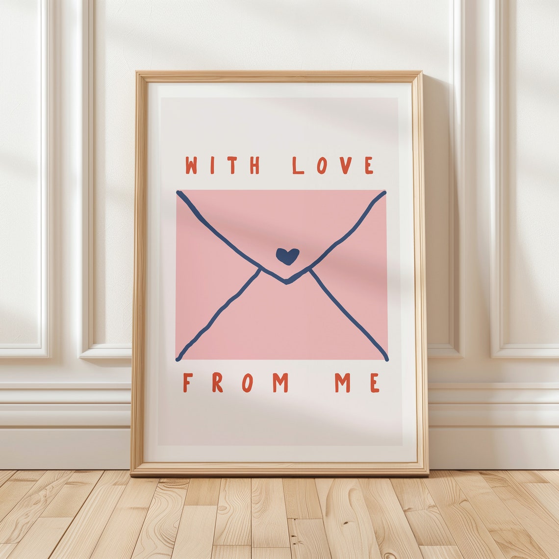 With Love From Me Pink Envelope Heart Minimalist Love Note Poster - Image 2