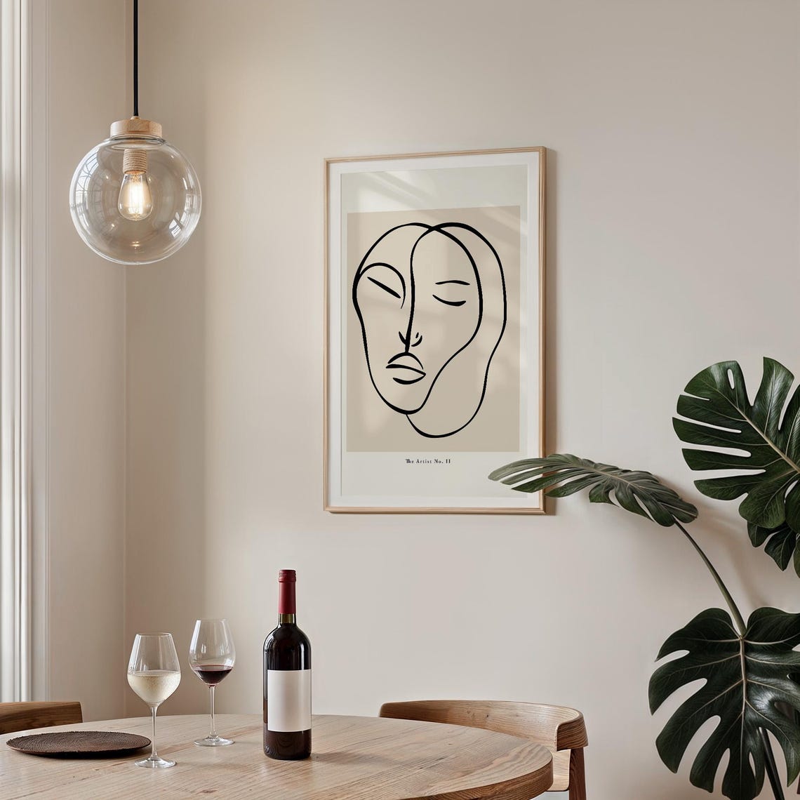 The Artist No II Abstract Face Line Drawing Beige Minimalist Poster - Image 4