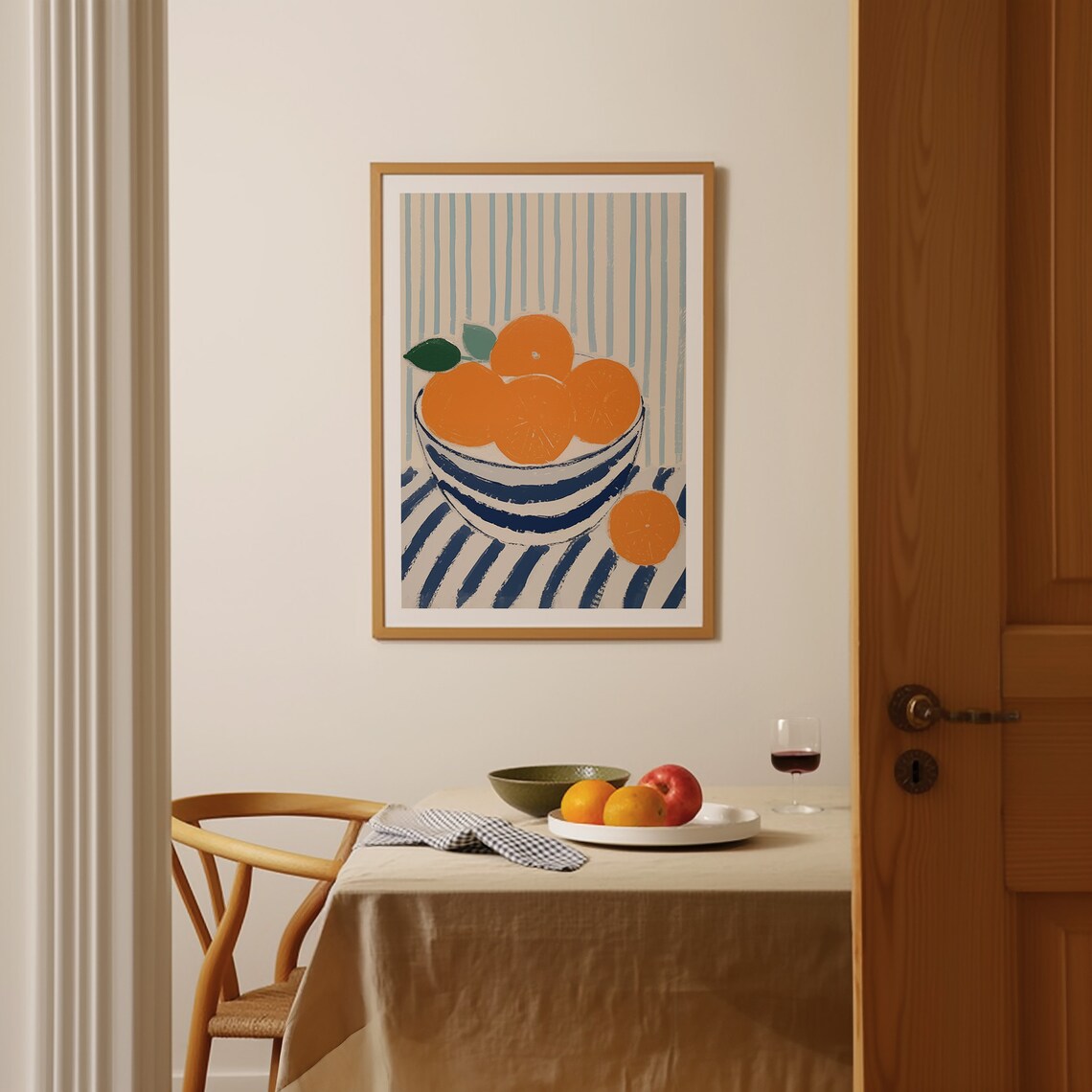 Oranges Art Print, Blue French Kitchen Decor - Image 4