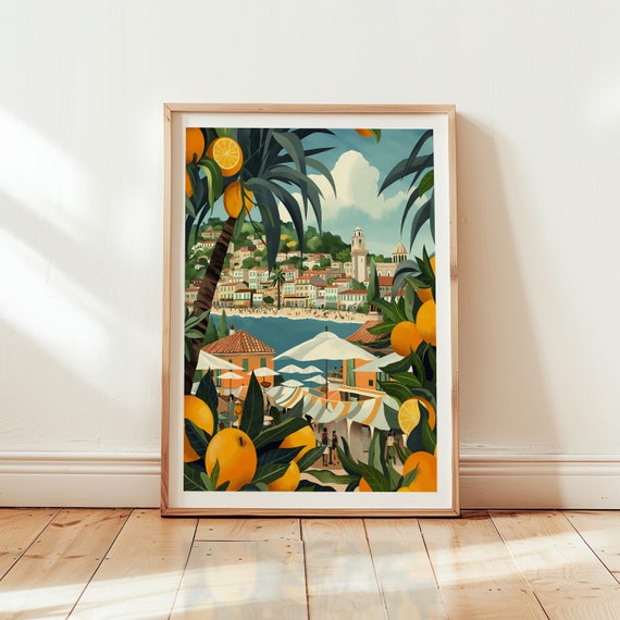Lemon Festival In Menton France Art Print Cute Lemon Art Illustration Poster Art