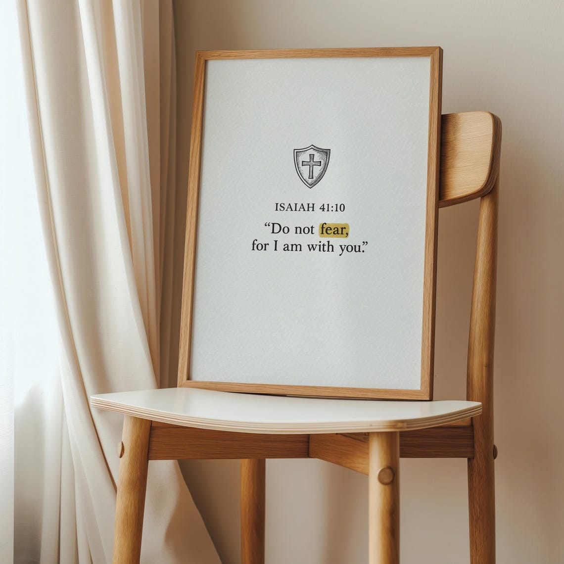 Do Not Fear Isaiah 41:10 Minimalist Shield Scripture Faith Poster