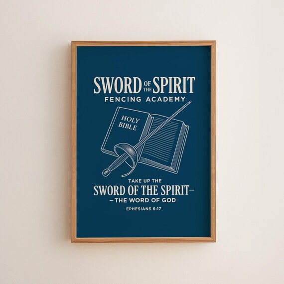 Sword Of The Spirit Blue Bible Verse Wall Art Ephesians 617 Christian Decor For Men Armor God