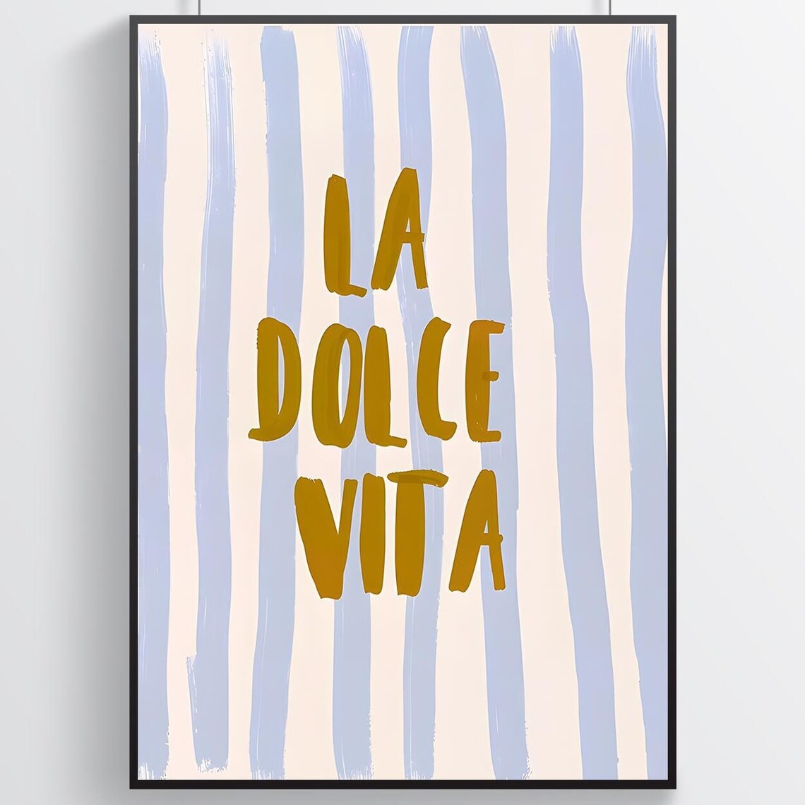 La Dolce Vita Gold Hand-Lettered Striped Italian Quote Poster
