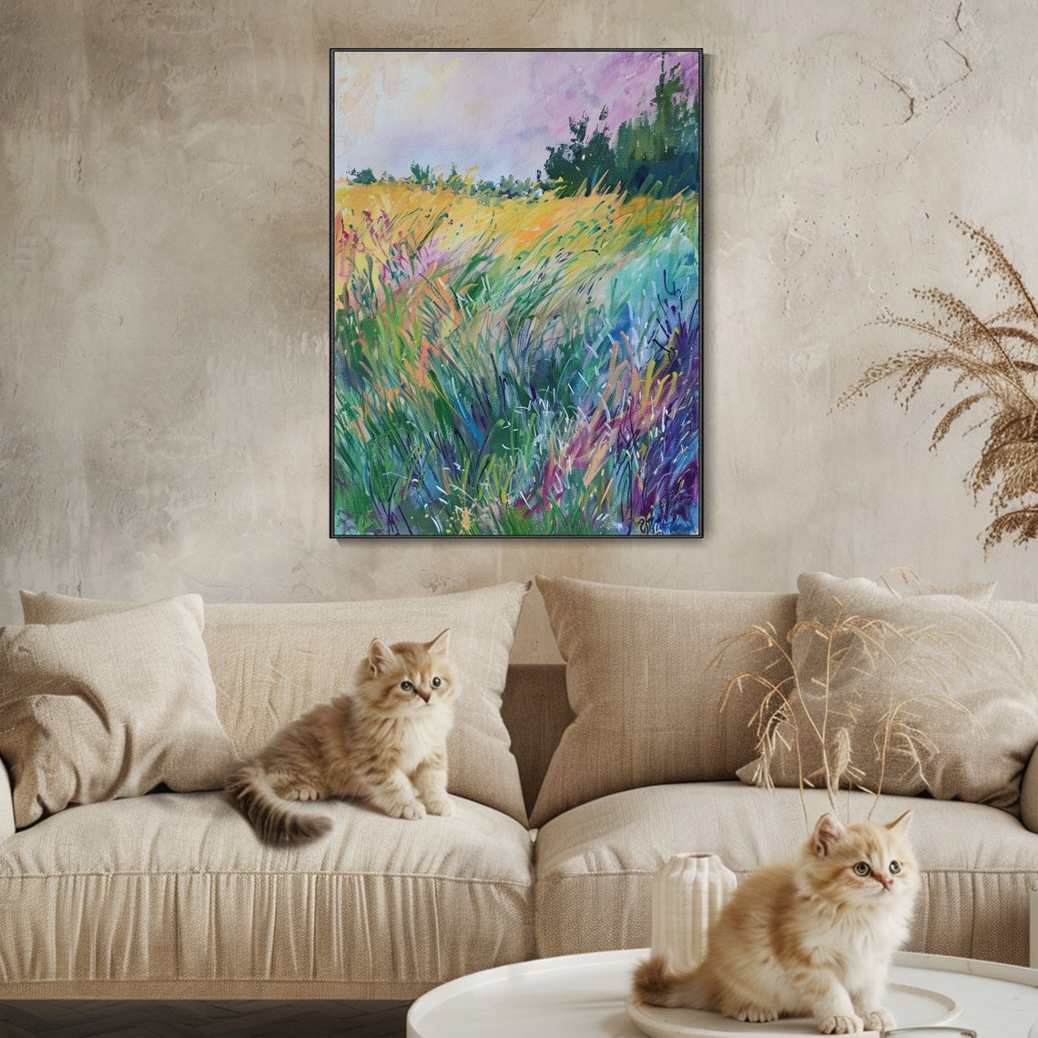 Impressionist Wildflower Meadow Grasses Colorful Field Art Poster - Image 2