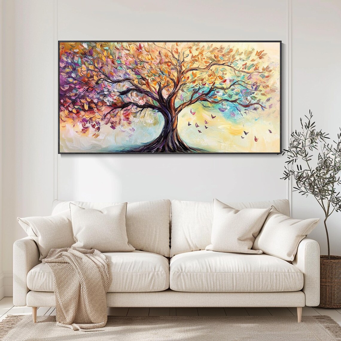 Original Colorful Tower Tree Paitning On Boho Wall Decor 3d Textured Wall Art Bright Painting Large Modern Wall Artpainting For Hotel - Image 4