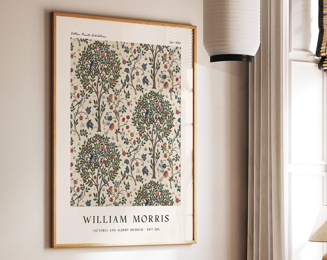 William Morris Fruit Trees Birds Cotton Prints Exhibition Poster
