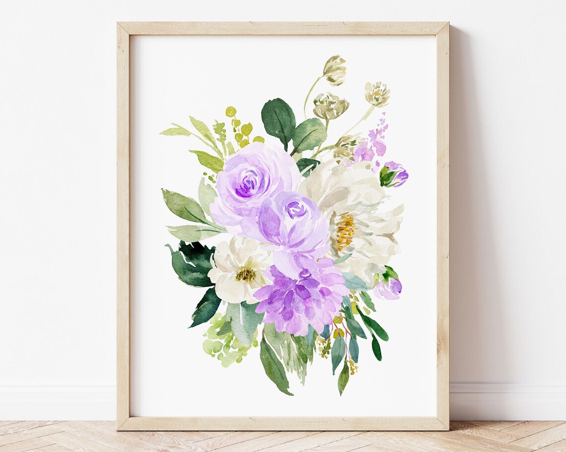 Purple Watercolor Flowers Peony Wall Art Girls Room Wall Art Peonies Wall Art Baby Girl Boho Nursery Decor - Image 4