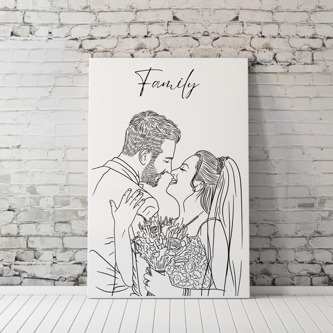 Max and Jeny Wedding Line Art Personalized Couple Names Poster - Image 3