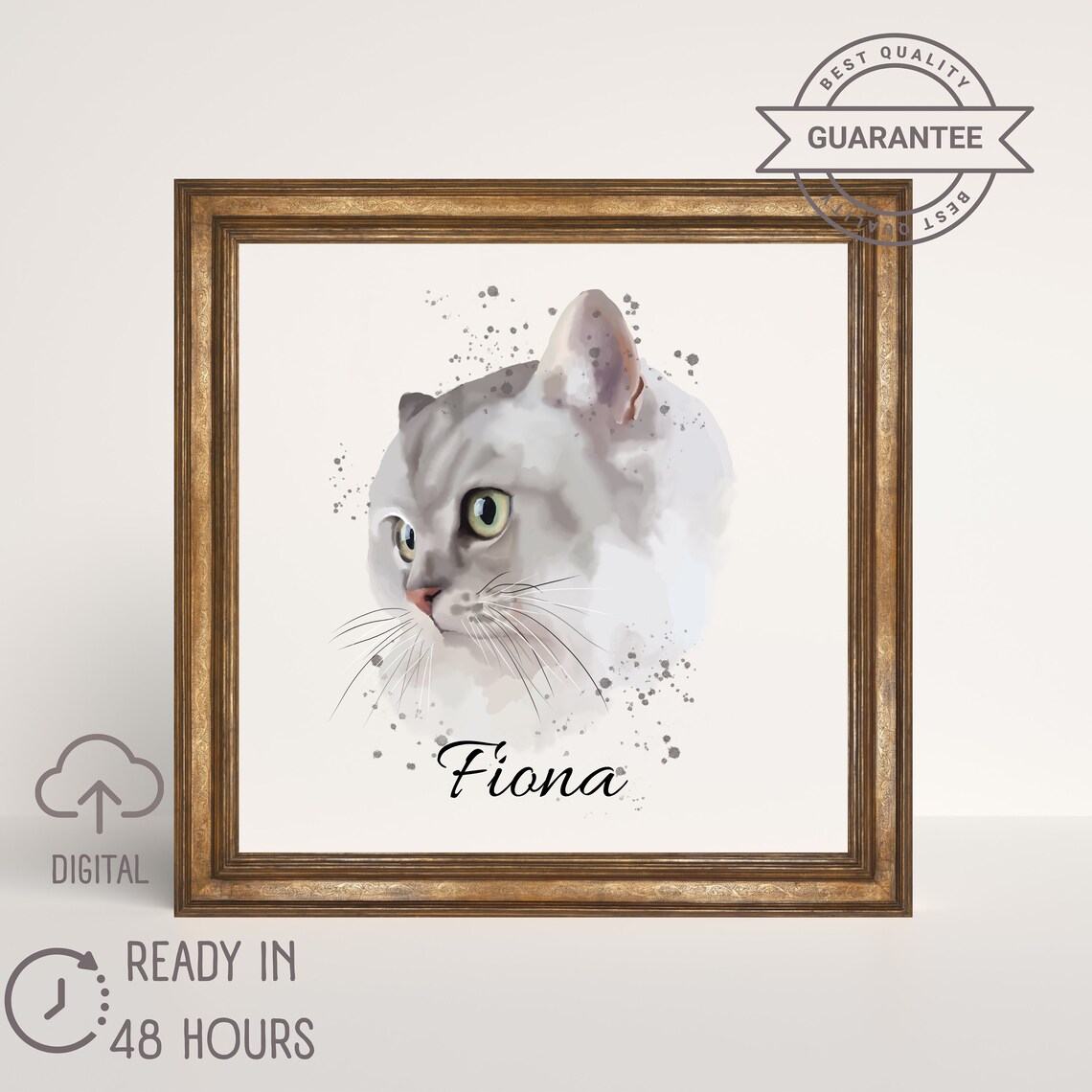 Personalized Pet Portrait From Photo, Watercolor