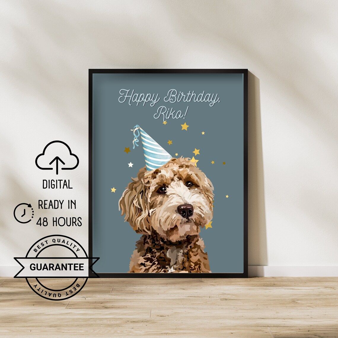 Dog Birthday Animal Portrait From Photo, Party Decoration