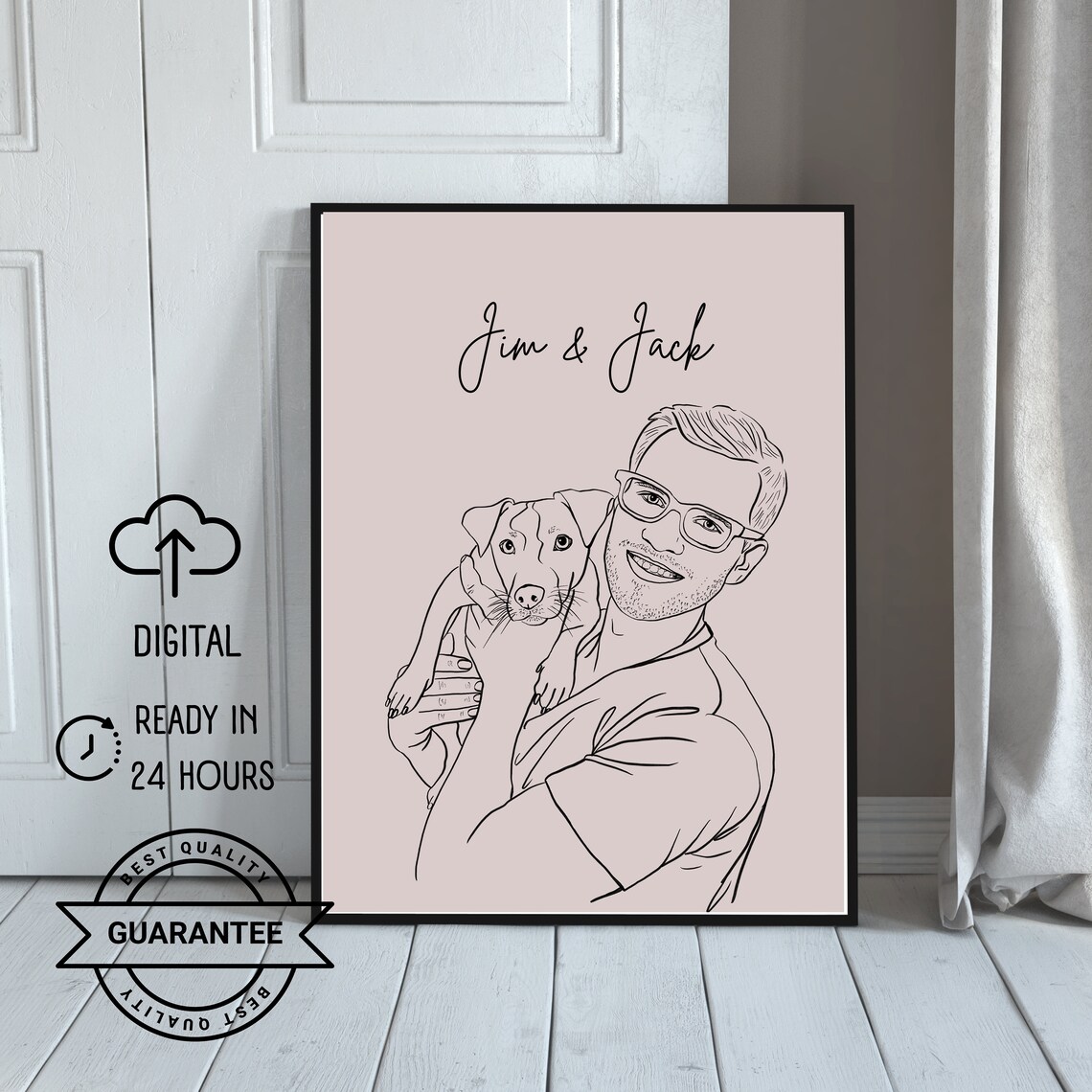 Custom Line Art Portrait, Anniversary Gift