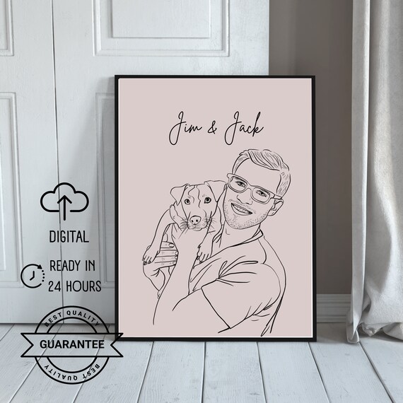 Custom Line Art Portrait, Anniversary Gift