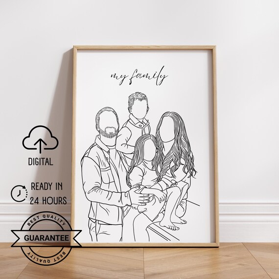One Line Drawing Custom Couple Portrait