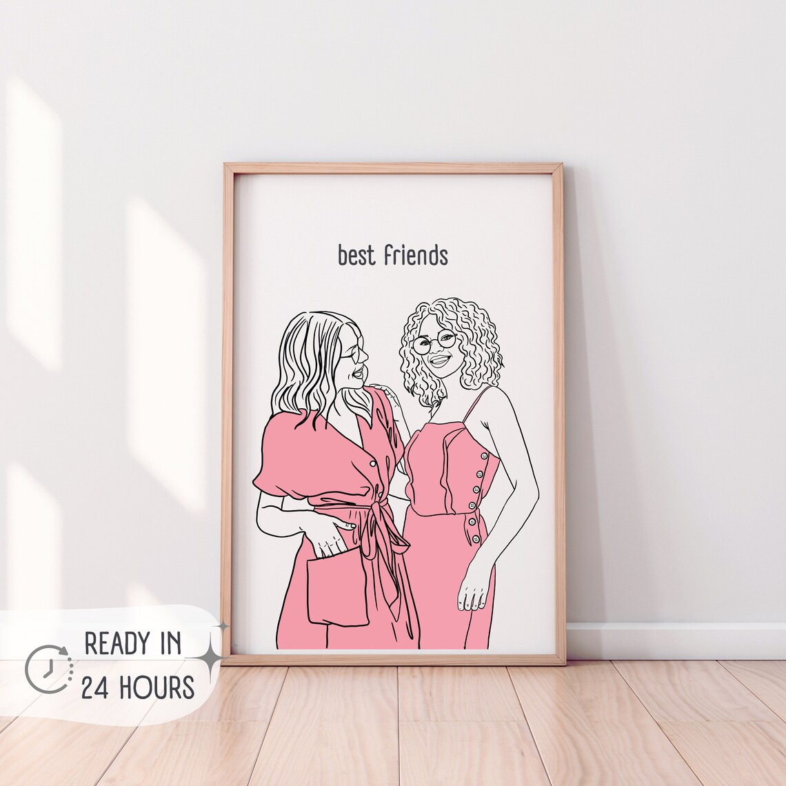 Best Friend Gift, Minimal Line Art Anniversary