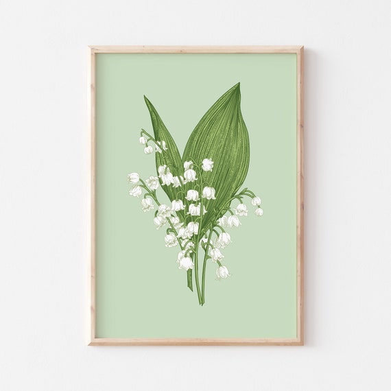 Vintage Lily Of The Valley Print Botanical Art Wall Instant