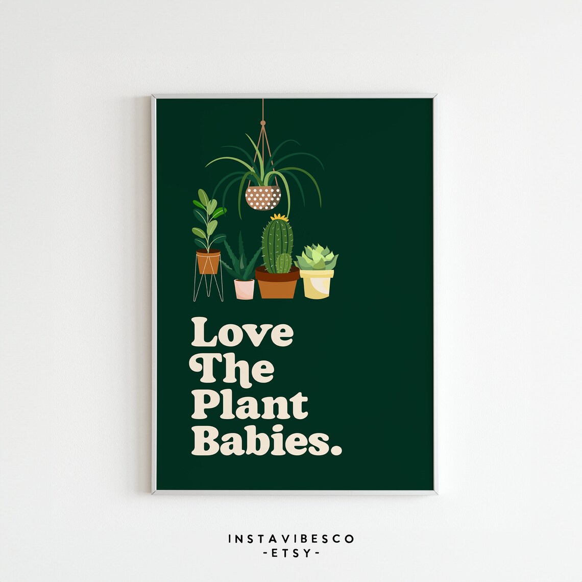 Love The Plant Babies Houseplant Illustrations Dark Green Quote Poster - Image 3
