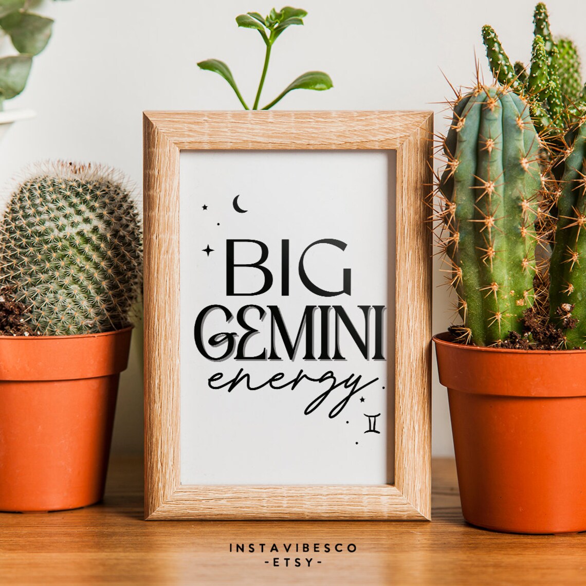 Big Gemini Energy Zodiac Sign Celestial Moon Stars Astrology Quote Poster - Image 2