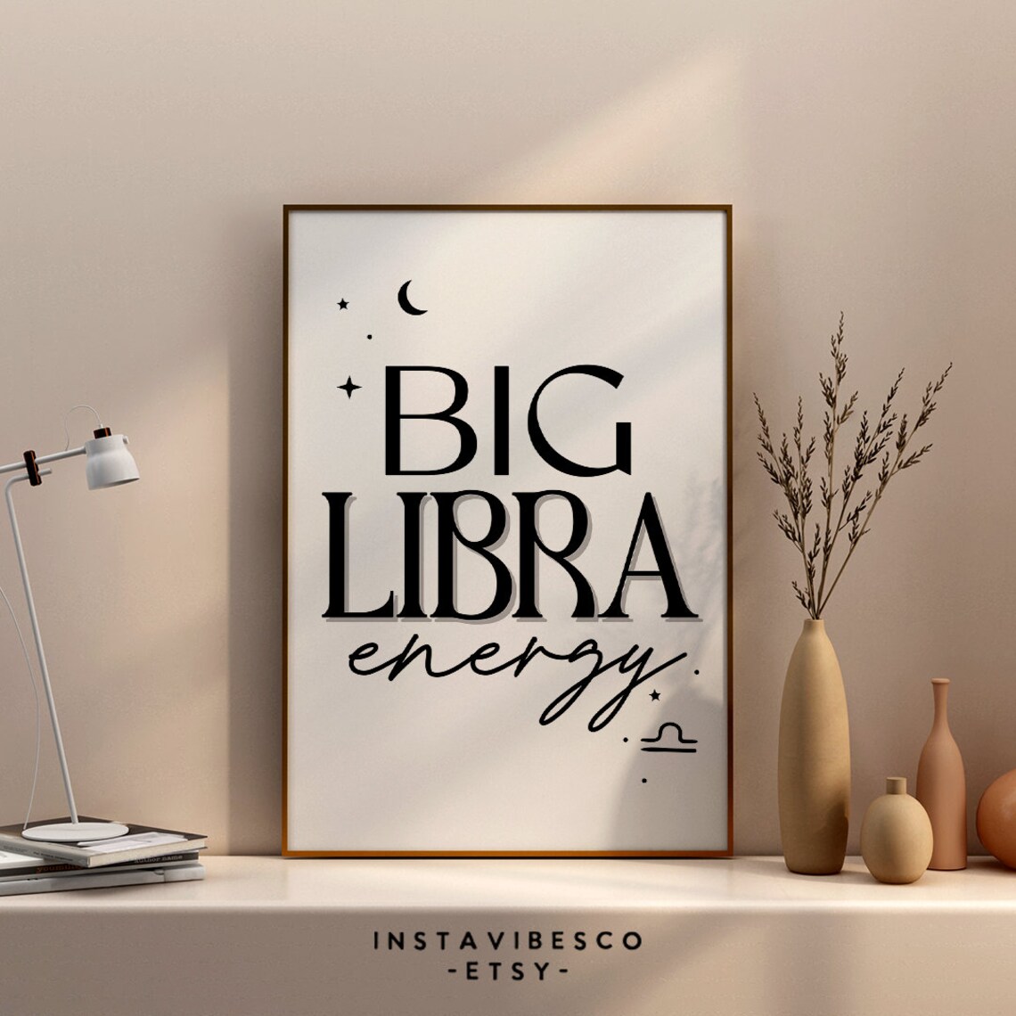 Big Libra Energy Minimalist Zodiac Sign Moon Stars Astrology Poster