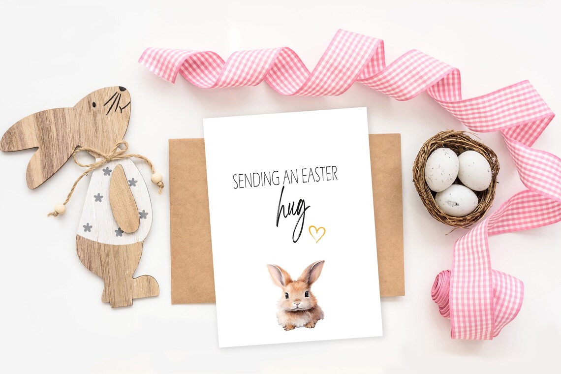 Personalised Easter Bunny Love Card, Cute Easter Hug