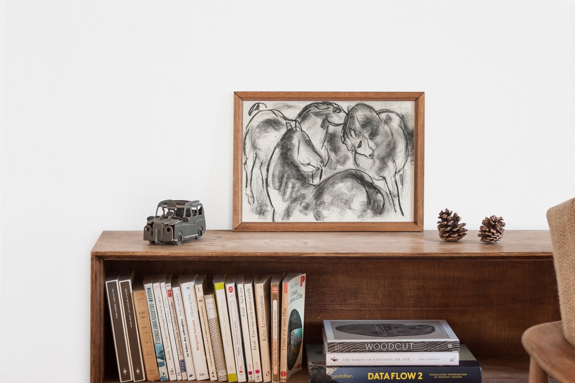 Abstract Horse Vintage Line Drawing Art Print - Image 2