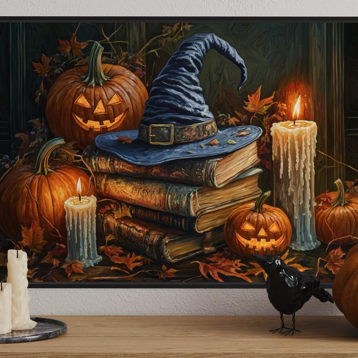 Witch Hat Jack O Lantern Halloween Candles Spooky Autumn Magic Poster - Image 5