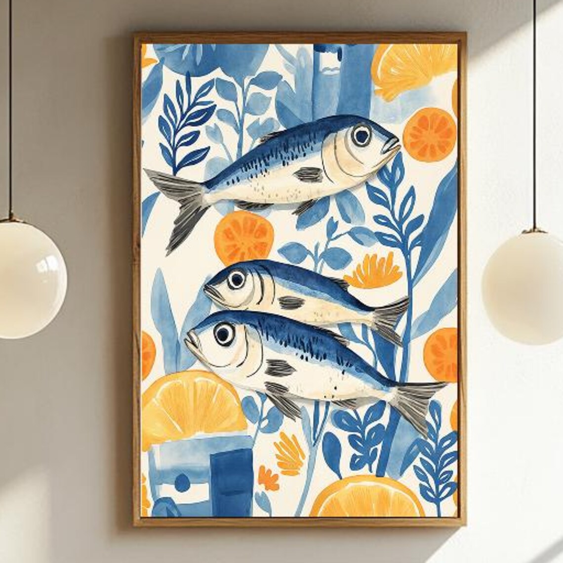 Sardine Kitchen Art, Coastal Mediterranean Poster