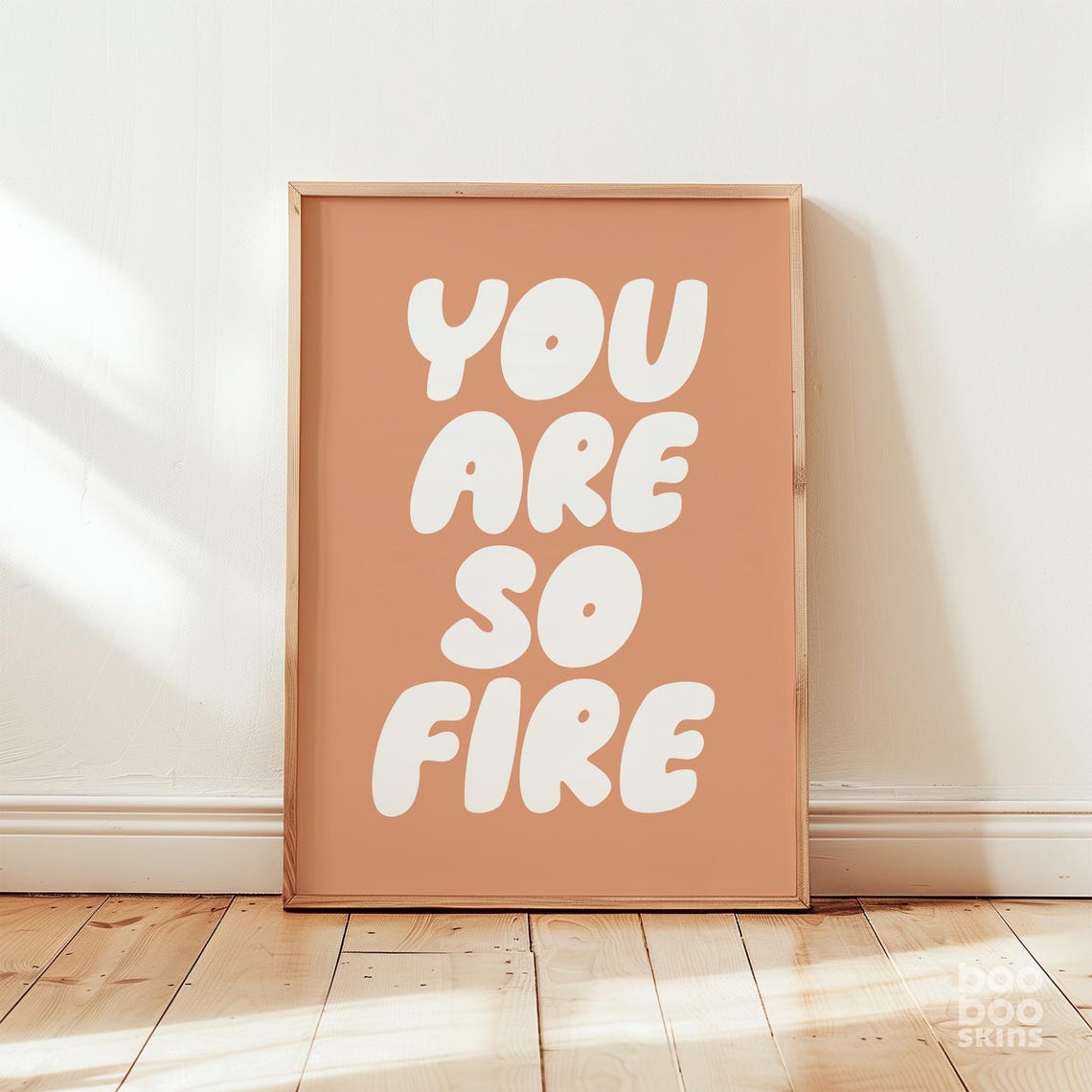 You Are So Fire Retro Bubble Letters Peach Affirmation Poster