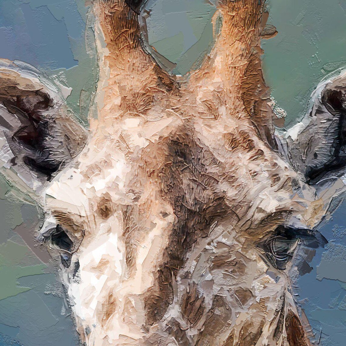 Painted Giraffe Head Watercolor Safari Animal Portrait Poster - Image 2