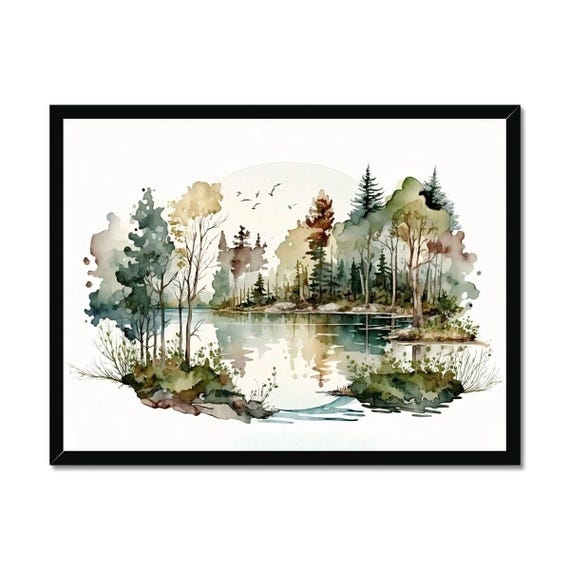 Natures Serenity Cozy Forest 3 A Tranquil Pond In A Lush Forest Serene Watercolor Poster Print