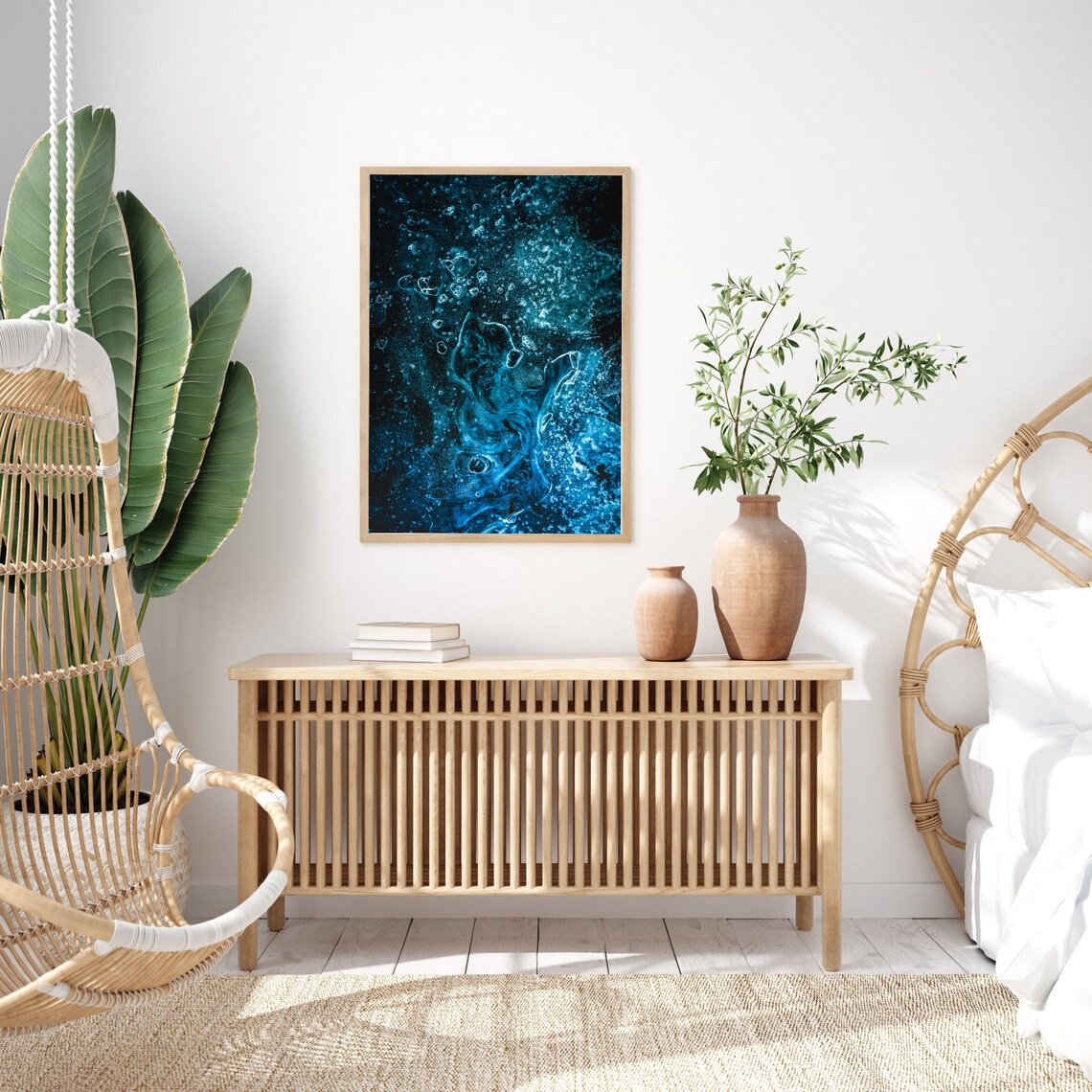 Blue Abstract Texture Art Print, Modern Boho Decor - Image 2
