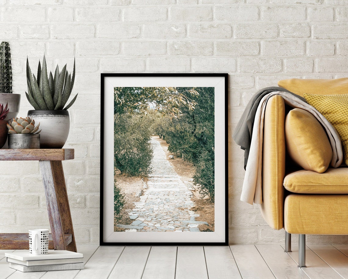 Stone Path Through Green Trees Forest Walk Nature Photography Poster - Image 3