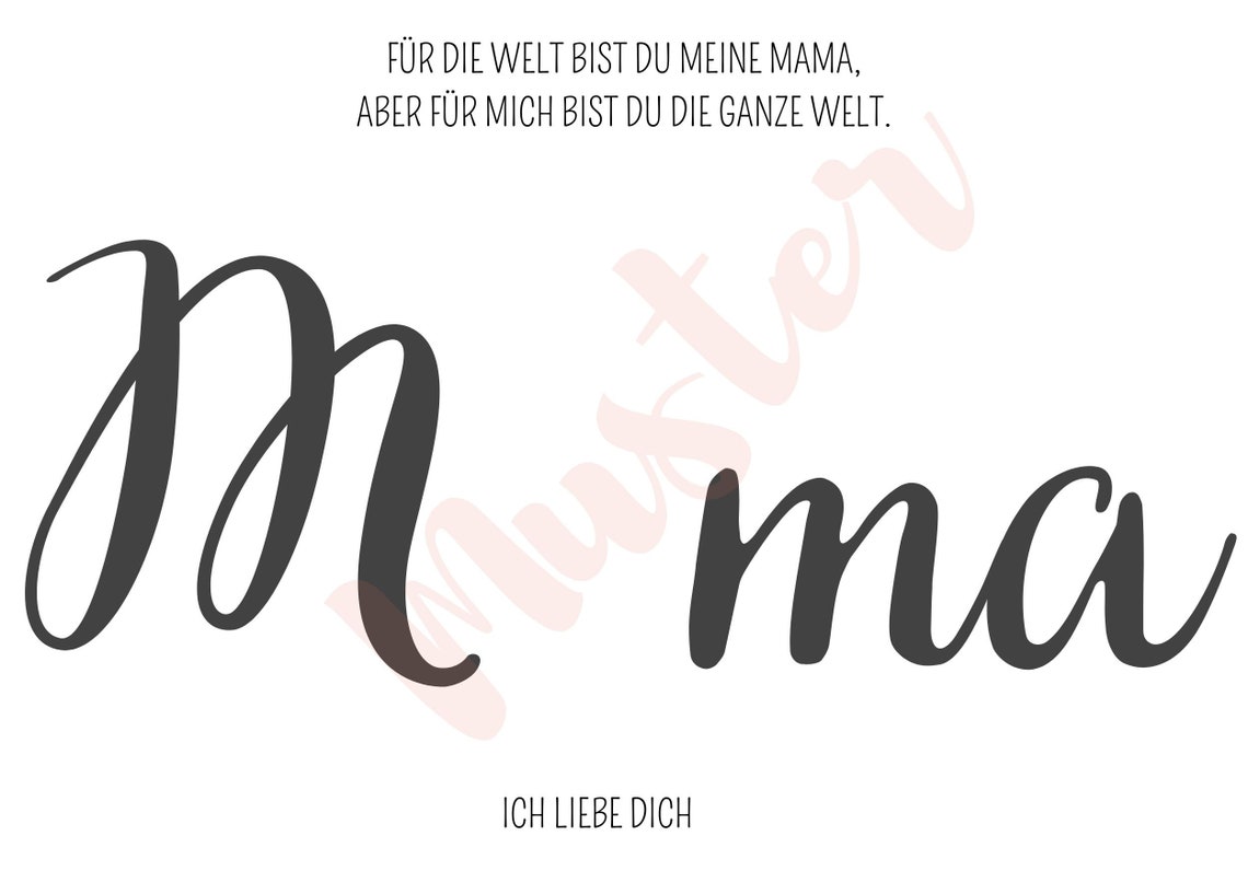 Pink Handprint Mama Script German Mother's Day Keepsake Art Poster - Image 2