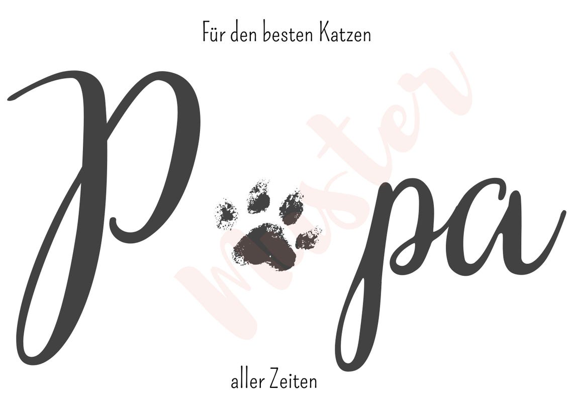 Cat Paw Papa German Best Cat Dad Ever Keepsake Gift Art Poster - Image 2