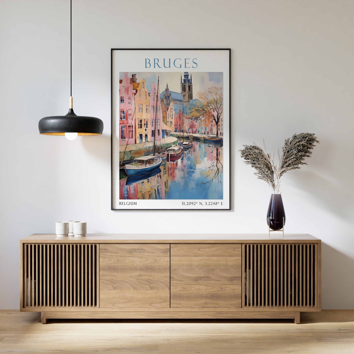 Bruges City Travel Print Bruges Belgium Travel Poster Print Belgium City Wall Art Bruges Travel Wall Decor Belgium Wall Art - Image 3