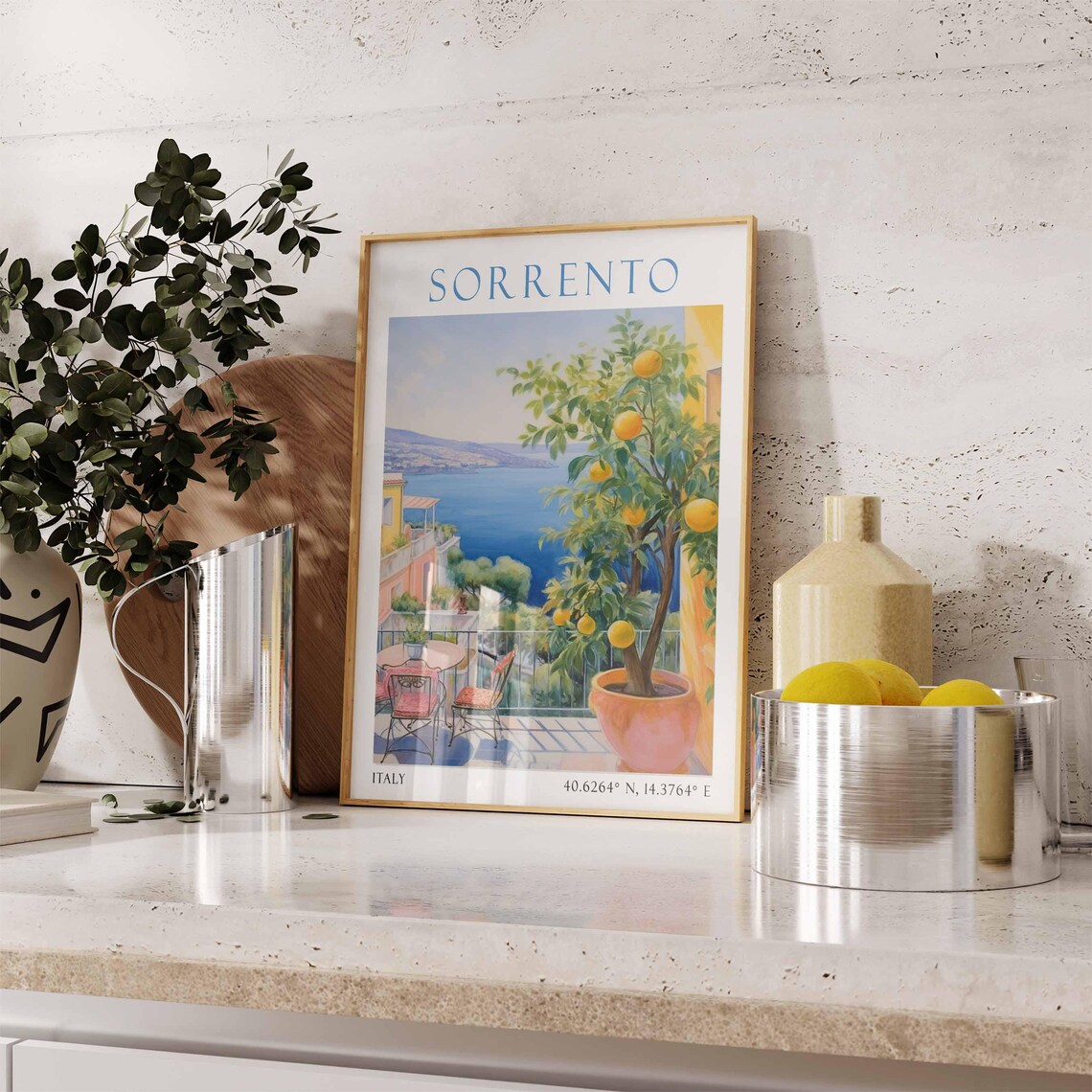 Sorrento Lemon Tree Terrace Bay View Vintage Italy Travel Poster - Image 3