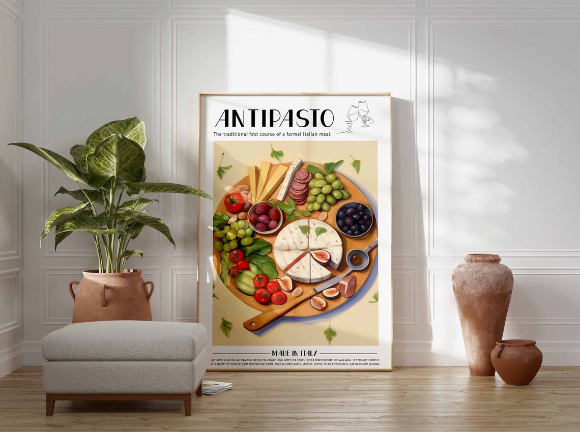 Italian Antipasto Charcuterie Board Overhead Flat Lay Food Poster - Image 2