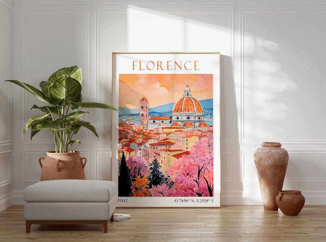 Florence Italy Duomo and Bell Tower Among Spring Blooms Poster - Image 2