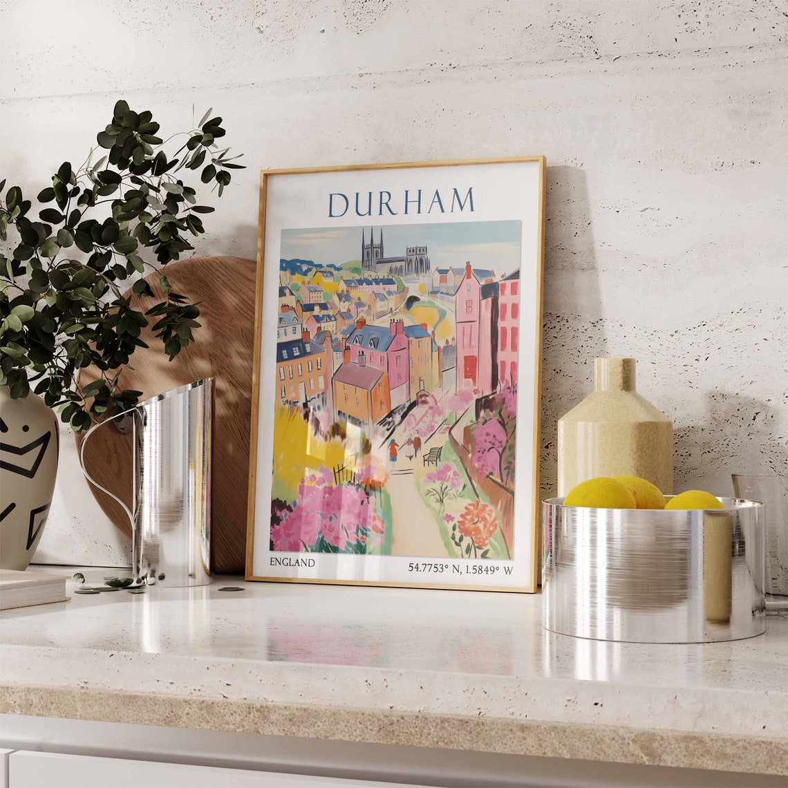 Durham Cathedral Over Colorful Garden Path England Poster Art - Image 3