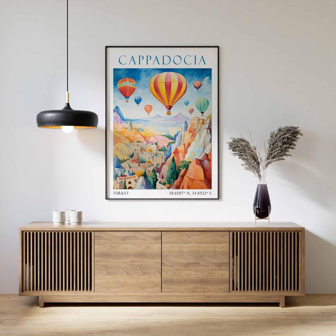 Cappadocia Turkey Colorful Balloons Over Rocky Valley Town Poster - Image 3