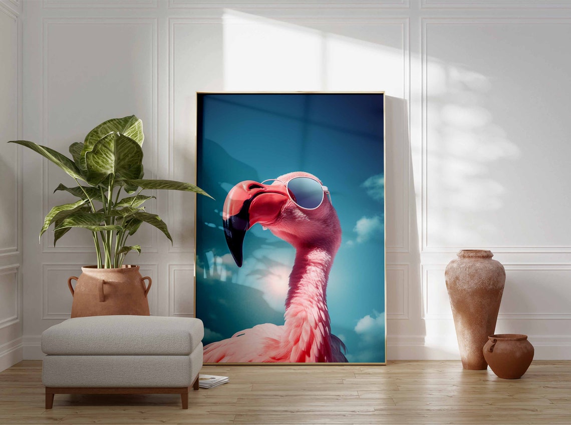 Flamingo Print Flamingo Poster Funny Flamingo Dcor Animal Print Animal Wall Art Flamingo In Sunglasses Print Modern Dcor Bird Print - Image 3