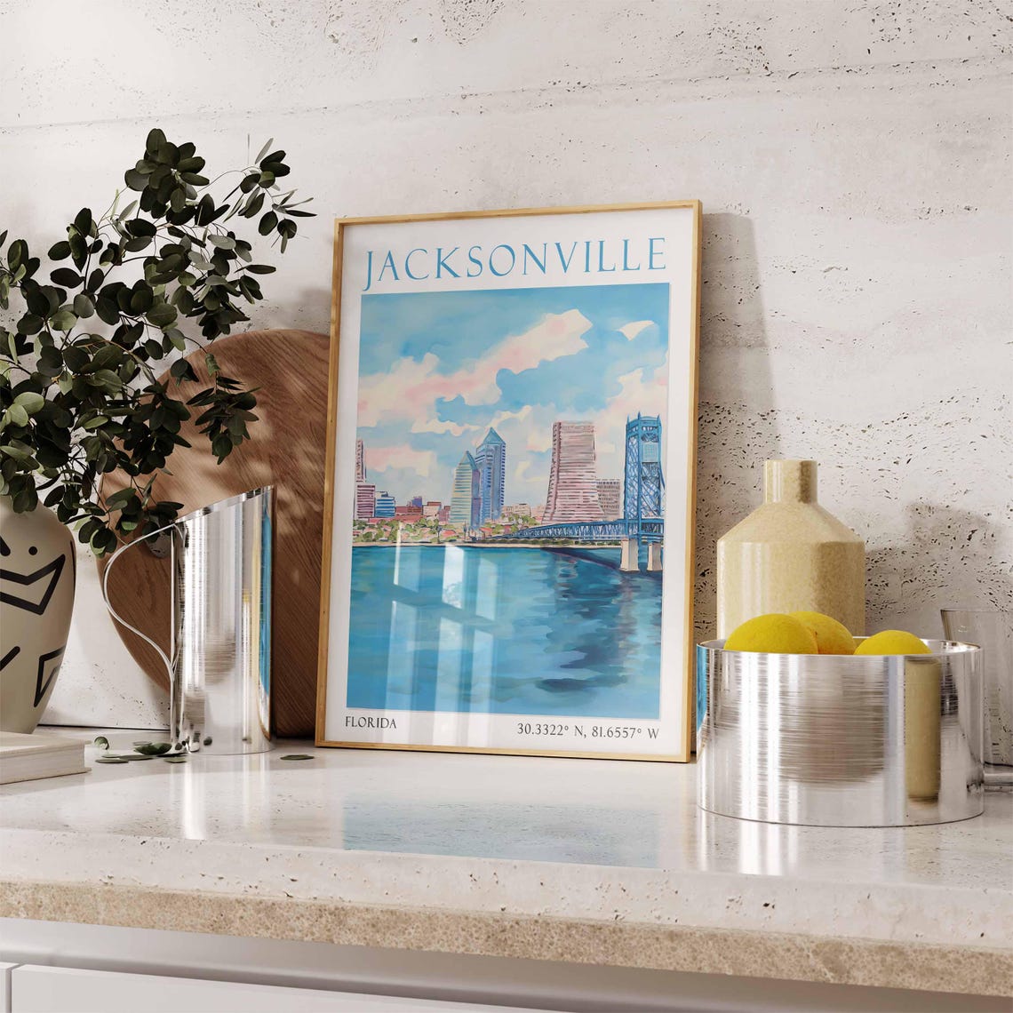 Jacksonville Art Print Jacksonville City Print Florida Usa Travel Poster Jacksonville Wall Art Pastel Colors Travel Art - Image 3