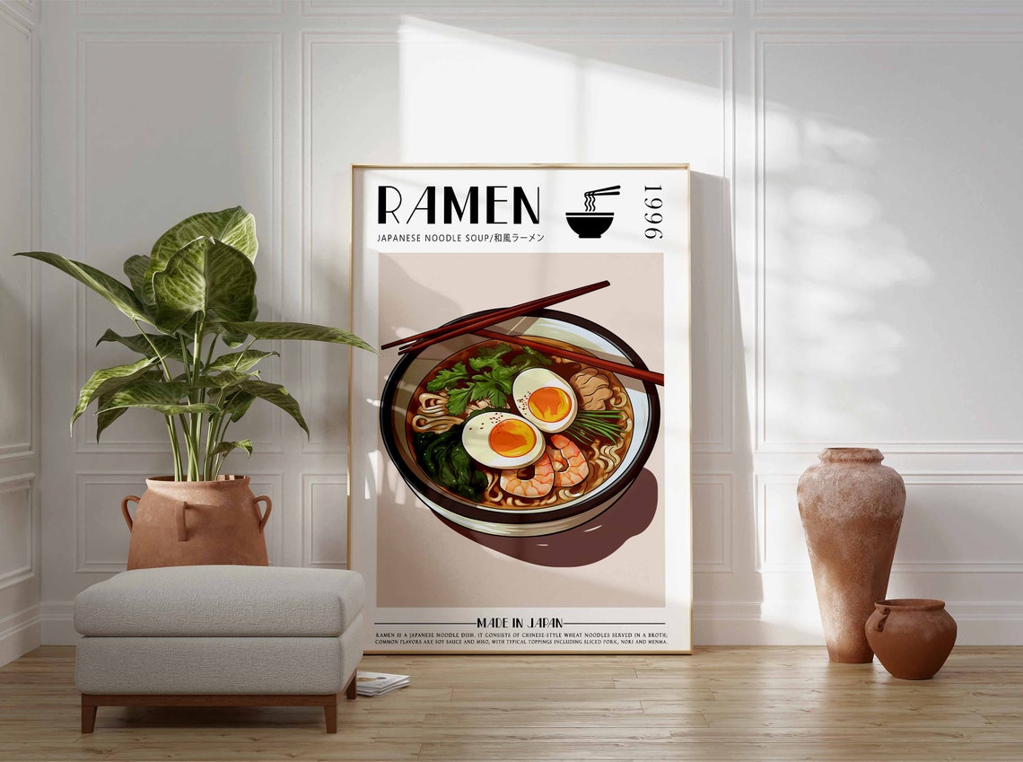 Japanese Ramen Bowl Chopsticks Across Noodle Soup Food Poster - Image 2
