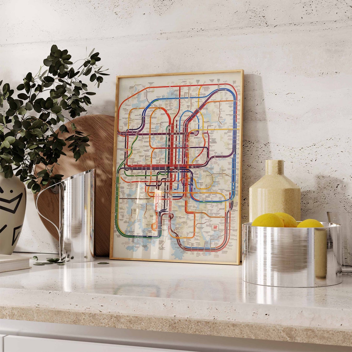 Colorful Retro Metro Subway Transit Map Decorative Art Poster - Image 3