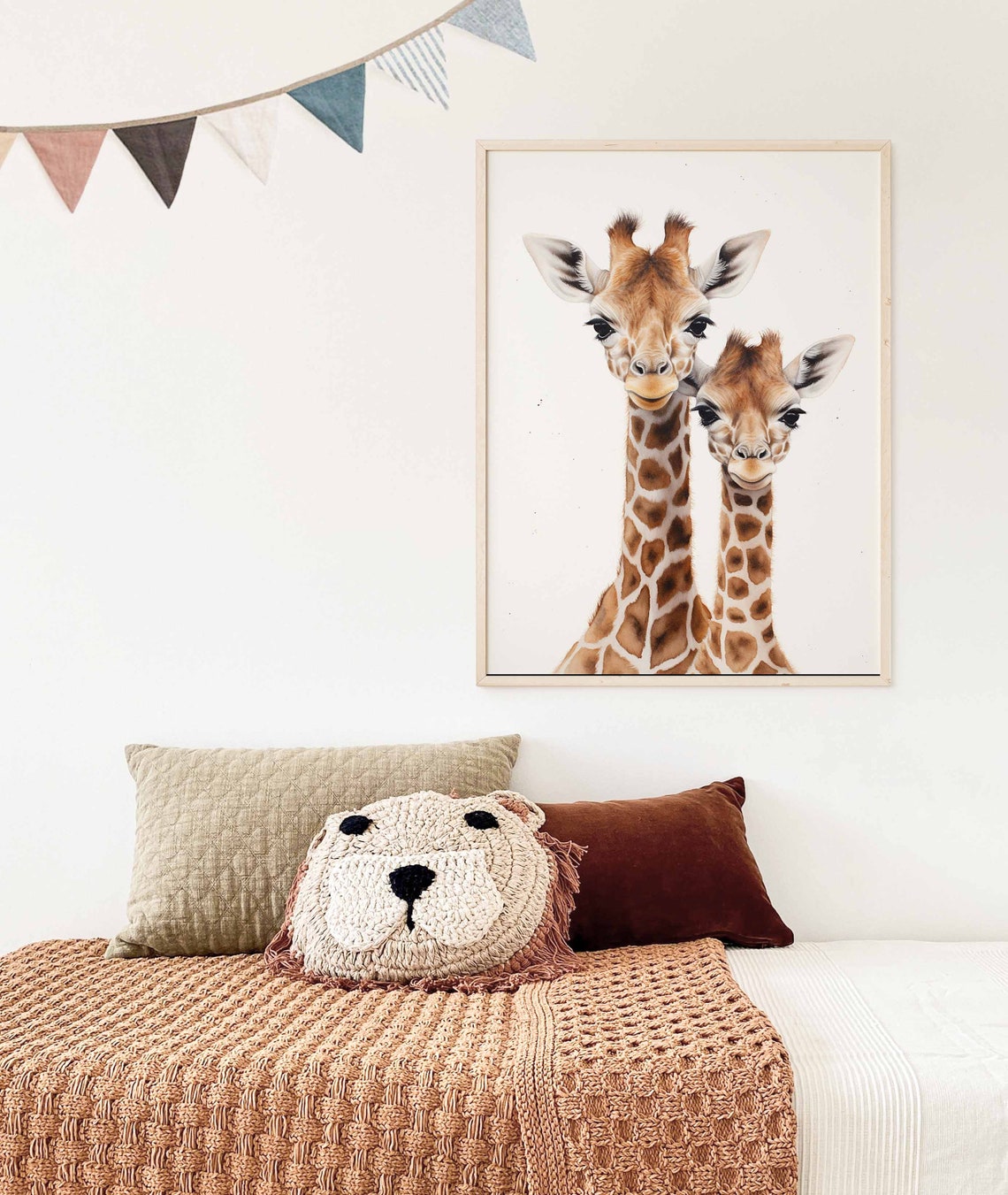 Two Cute Baby Giraffes Watercolor Poster for Kids Nursery Decor - Image 3