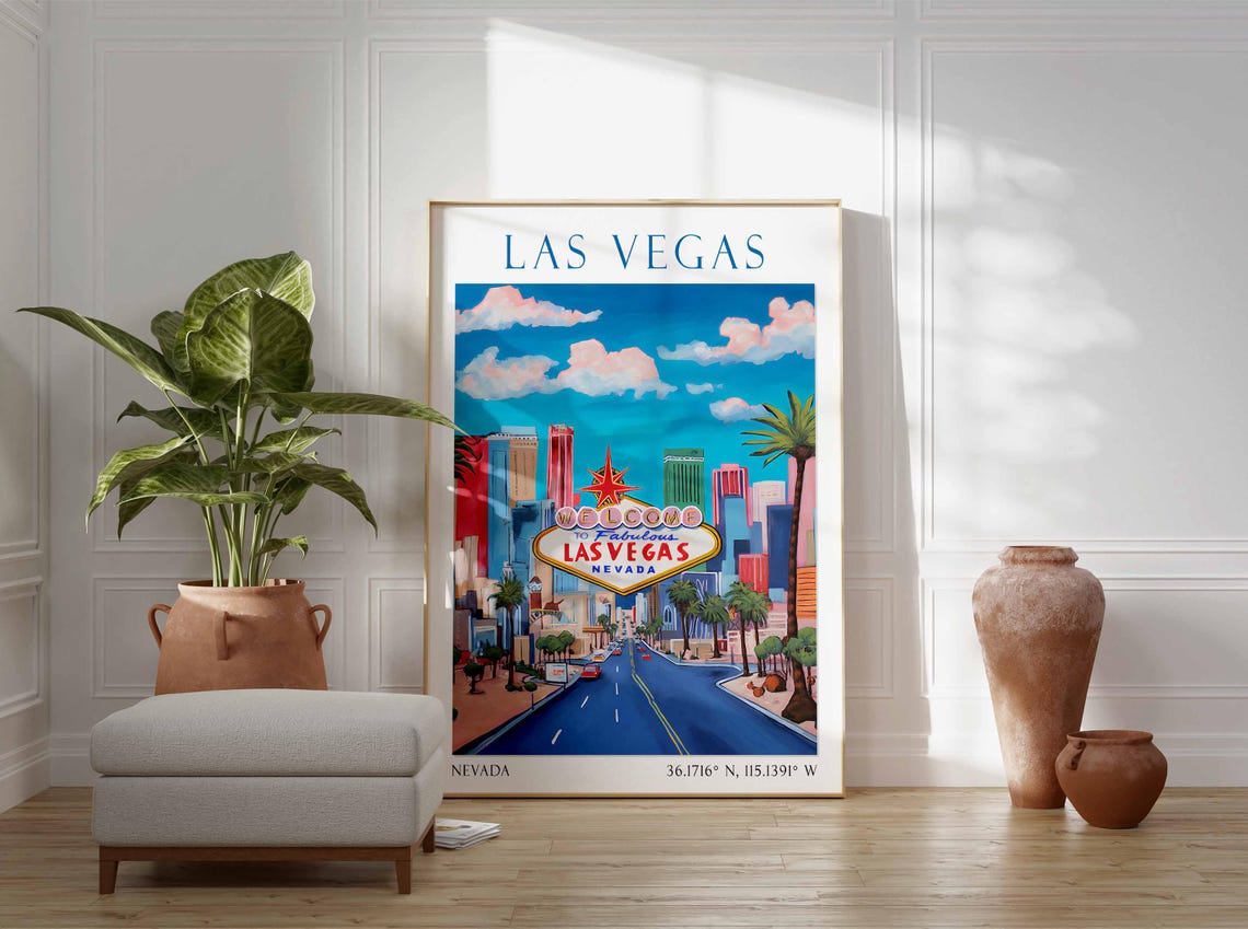 Las Vegas Sign Print Las Vegas Wall Art Las Vegas Poster Las Vegas Art Vegas Print Vegas Vintage Poster - Image 3