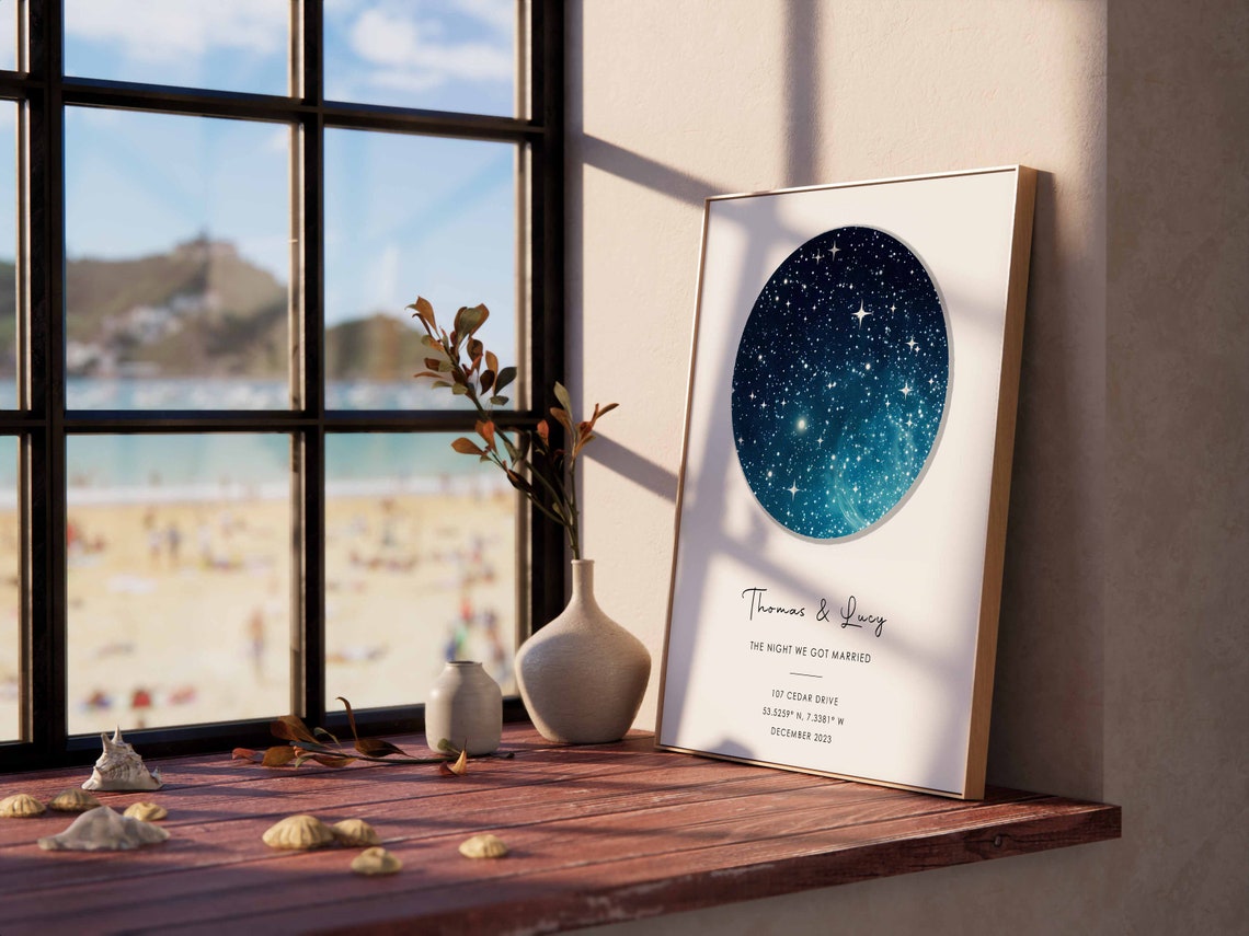 Personalized Wedding Night Sky Star Map Marriage Keepsake Poster - Image 2
