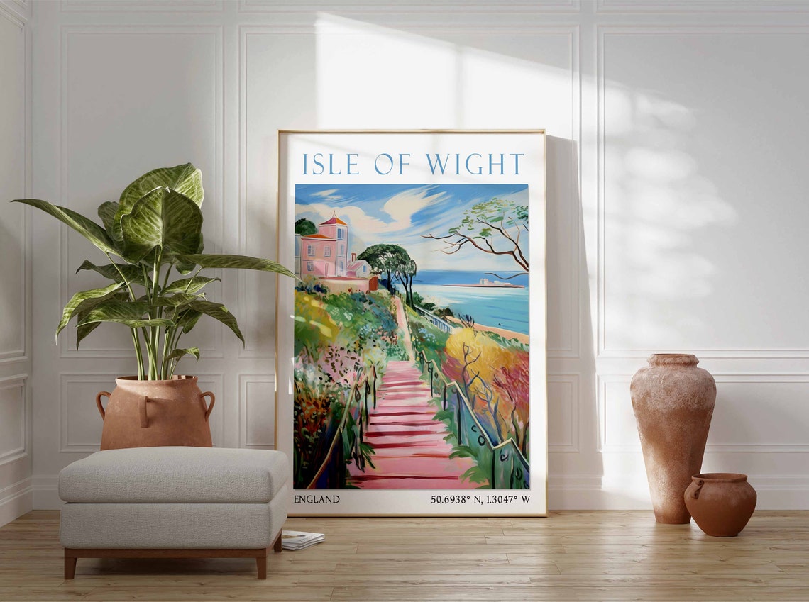 Isle Of Wight Travel Print Isle Of Wight Travel Poster England Wall Art Coastal Print English Wall Art Travel Gift Seaside Wall Art - Image 2