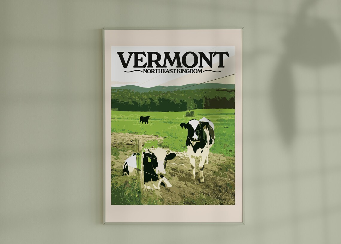 Vermont Northeast Kingdom Dairy Cows Green Pasture Farm Poster